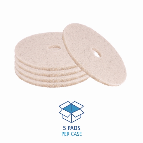 Boardwalk Natural Hog Hair Burnishing Floor Pads, 21" Diameter, PK5 - BWK4021NHE