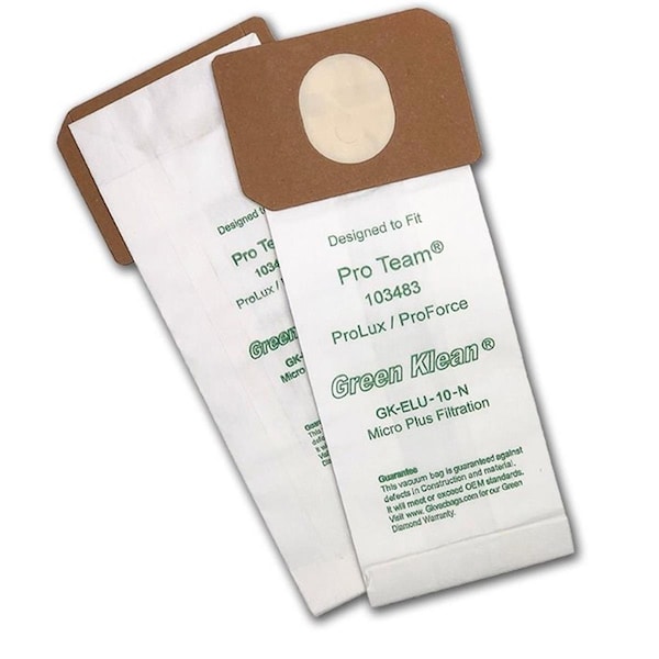 Green Klean GK-ELU-10 Pro Team ProLux & ProForce Replacement Vacuum Bags, 100PK - GR134959