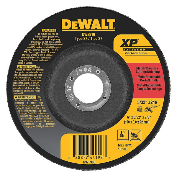 Rueda de corte y ranurado XP de Dewalt de 6" x 3/32" x 7/8" - DW8816