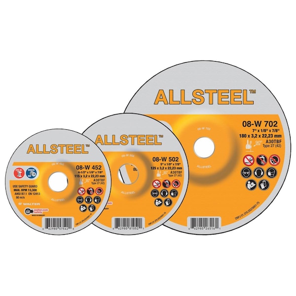 Walter Surface Technologies Allsteel 4-1/2x1/4x5/8-11 Hubbed Grit d Whl - 08W455

Walter Surface Technologies Allsteel 4-1/2x1/4x5/8-11 Rueda de Desbaste con Diente de Cubo - 08W455