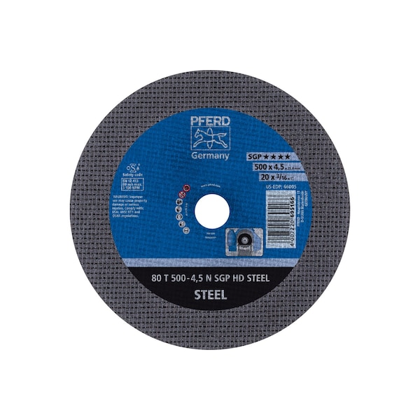 Rueda de corte de 20" x 3/16" para metal, 1" de agujero, grado SGP HD ACERO - 66005.