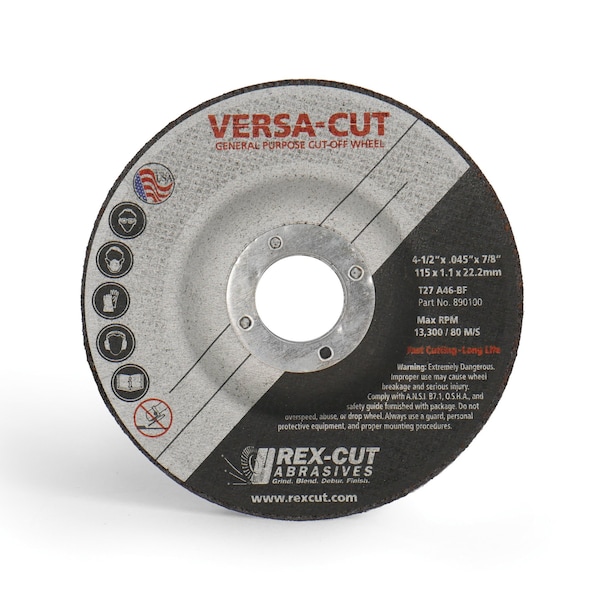 Rueda de corte Rex Cut Versa-Cut 4 1/2 X .045 X 7/8 T27 Versa-Cut - 890100