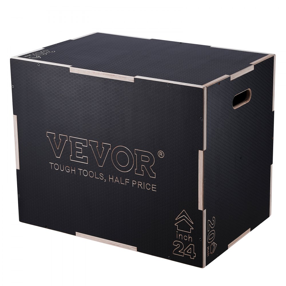 VEVOR 3 in 1 Plyometric Jump Box, 30/24/20 Inch Wooden Plyo Box, Platform & Jumping Agility Box, Anti-Slip Fitness Exercise Step Up Box for Home Gym Training, Conditioning Strength Training, Black - SHYTX302420YJ3BI5V0