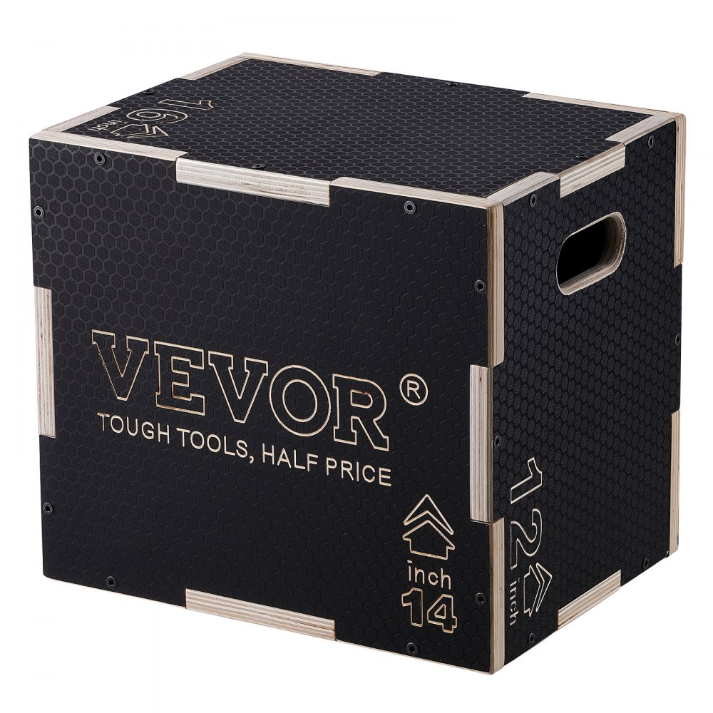 VEVOR 3 in 1 Plyometric Jump Box, 16/14/12 Inch Wooden Plyo Box, Platform & Jumping Agility Box, Anti-Slip Fitness Exercise Step Up Box for Home Gym Training, Conditioning Strength Training, Black - SHYTX161412Y7DDXDV0