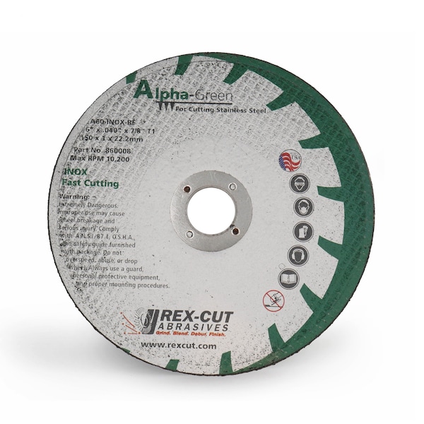 Rueda de corte verde Alpha Rex Cut 6 X .045 X 7/8 T1 - 860009