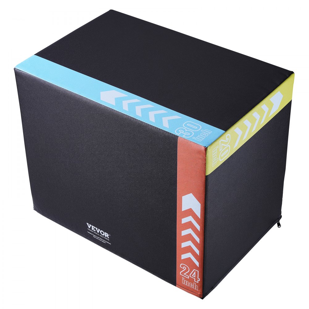 VEVOR 3 in 1 Plyometric Jump Box, 30/24/20 Inch Foam Plyo Box, Platform & Jumping Agility Box, Anti-Slip Fitness Exercise Step Up Box for Home Gym Training, Conditioning Strength Training, Black - SHYTX302420YSODG2V0
