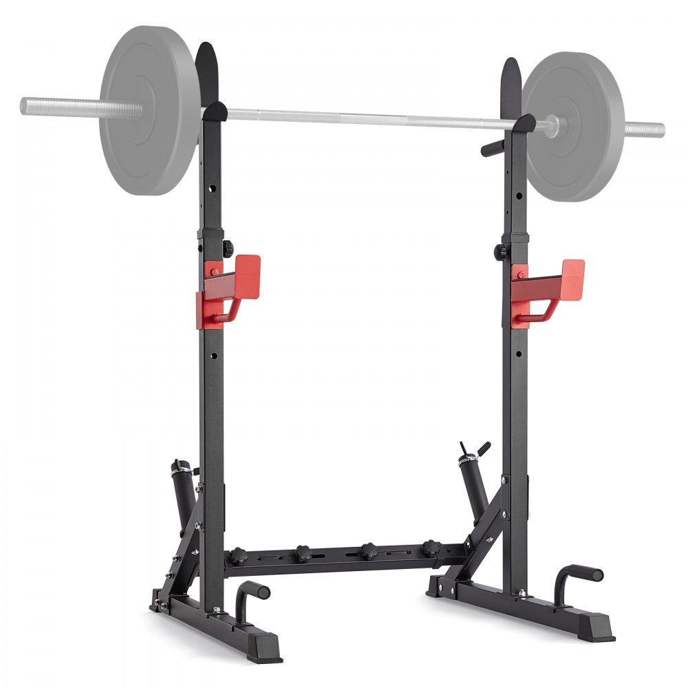 VEVOR Squat Stand Power Rack, Multi-Functional Barbell Rack with Hook, Weight Plate Storage Attachment, Adjustable Free Bench Press Stands, Max Load 600 Lbs Steel Exercise Squat Stand for Gym/Home Gym - XXSDJ4182541OLCQRV0
