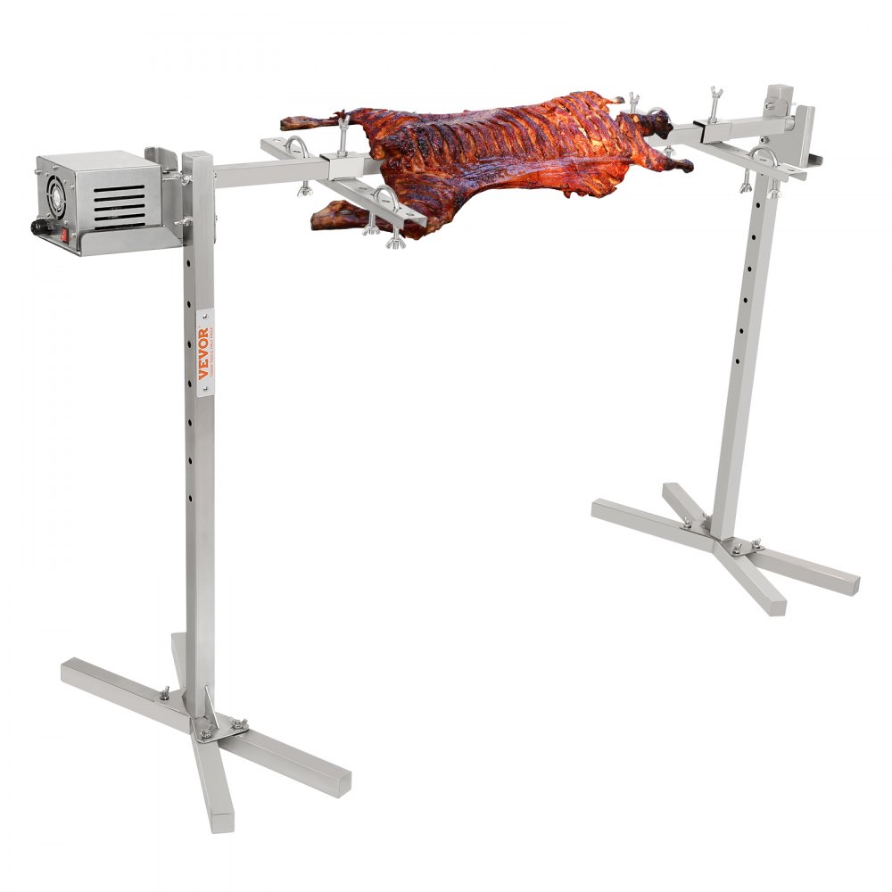 VEVOR 46" Electric BBQ Rotisserie Grill Kit, 132 lbs Capacity Heavy Duty Grilling Kit, Automatic 52W Motor and Height Adjustable Universal Roaster Stand, Stainless Steel Hexagon Spit Rod for Pig Lamb - XKDXZNN4660KGV56IV1