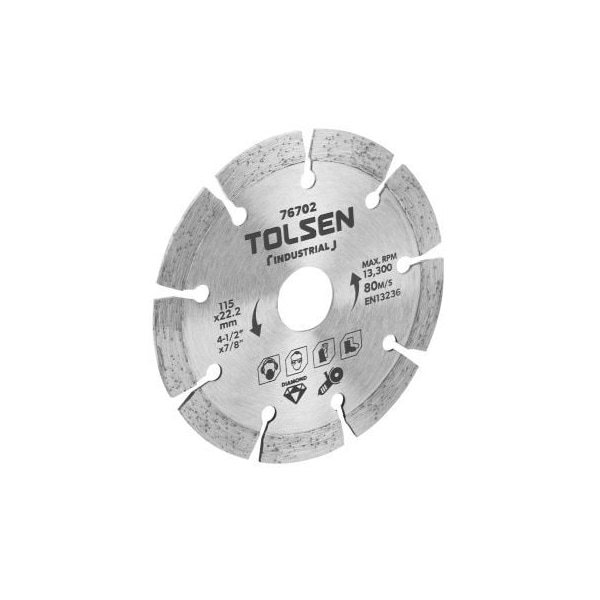 Disco de corte de diamante en seco industrial Tolsen 4-1/2 x 7/8, Ancho de la hoja: 3/8 - 76702