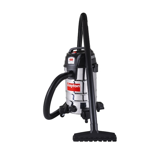 Dayton Vacuum, 12 gal Tank Size, Stainless Steel, 2 1/2 in Vacuum Hose Dia., 114 cfm, Corded - 61HV86