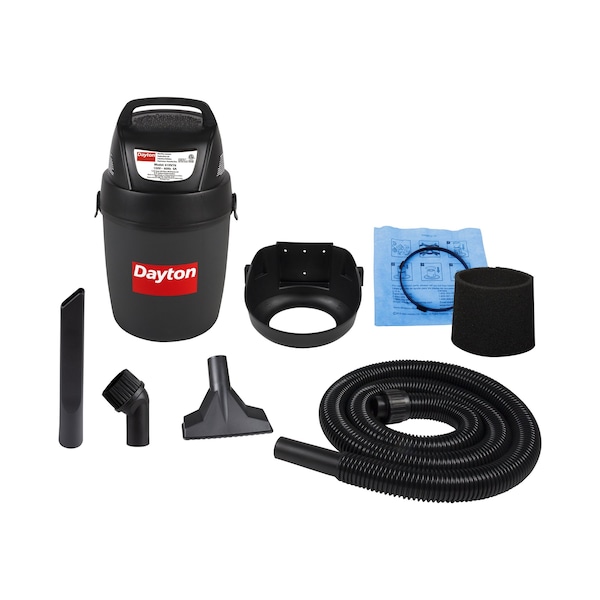 Dayton Portable Wet/Dry Vacuum, 2 gal, 600 W - 61HV76