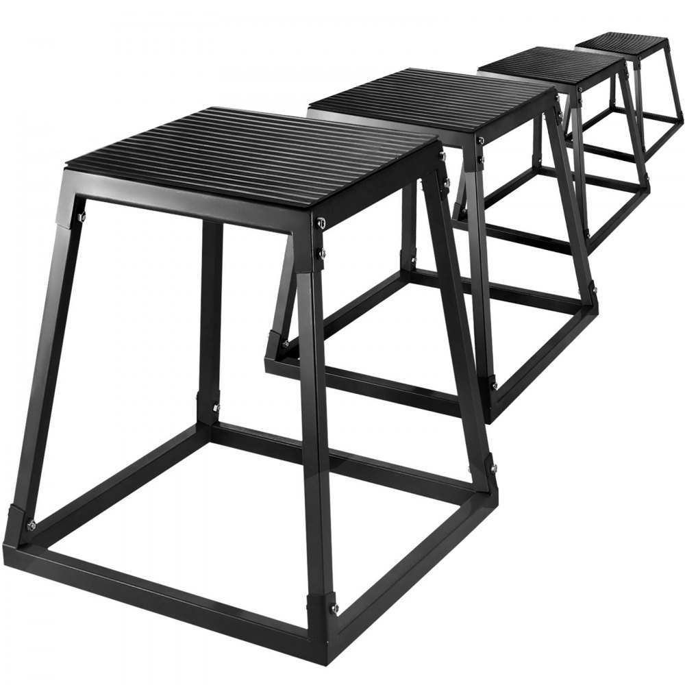 VEVOR Plyometric Platforms 4 PCS Set (12", 18", 24", 30"), Plyometric Jump Box Plyometric Training Jump Squat Box Fitness Box Set for Jump Exercise Fit Training Black - TDZH4JTBLACK00001V0