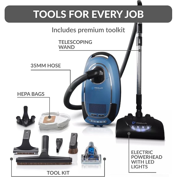 Prolux Canister Vacuum Cleaner with Wessel Werk EBK360 Power Nozzle - QX90