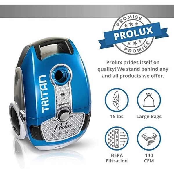 Prolux Tritan Canister Vacuum with Sealed HEPA Filtration and 12 Amp Motor - PROLUX_TRITAN_BLUE