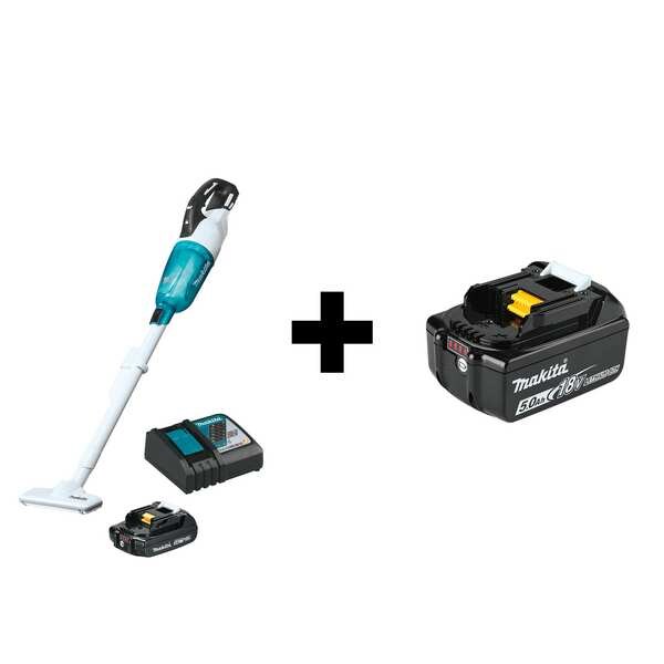 Makita Cordless Upright Vacuum, Cordless, Bagless - XLC03R1WX4/BL1850B