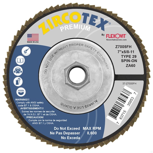 Flexovit DISCO DE ALETAS ZIRCOTEX 7 pulgadas X 5/8-11 ZA60 - Z7005FH