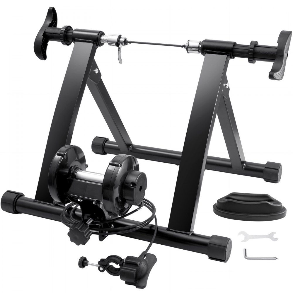 VEVOR Bike Trainer Stand, Magnetic Stationary Bike Stand for 26"-29" Wheels, 8 Resistance Settings, Low Noise Motor, Protable for Indoor Riding Exercise, with Quick-Release Lever & Front Wheel Riser - XLJCPTDJD000P2MMEV0