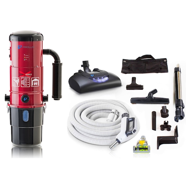 Prolux CV12000 Central Vacuum Unit System with Electric Hose Power Nozzle Kit - REDCEN3