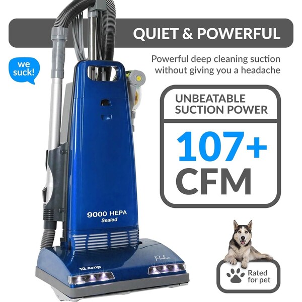 Prolux 9000 Upright Sealed HEPA vacuum with 12 AMP Motor on board tools - PROLUX_9000