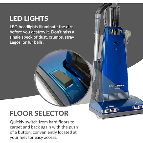 Prolux 9000 Upright Sealed HEPA vacuum with 12 AMP Motor on board tools - PROLUX_9000