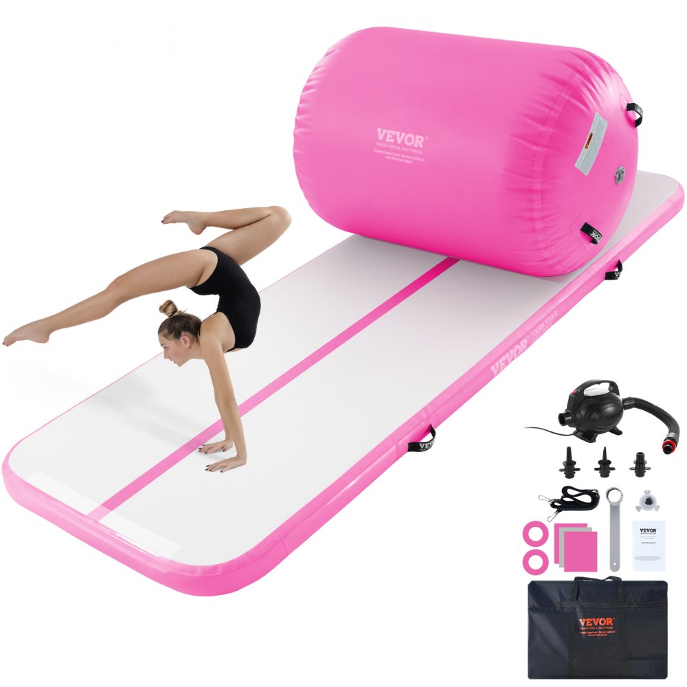 VEVOR Inflatable Gymnastics Air Mat Set, 2 PCS Tumbling Mat, Tumble Track with Electric Pump, Air Roller Barrel Gymnastics Equipment, Training Mats for Home Use/Gym/Yoga/Cheerleading/Beach/Park/Water - ZHKKFQDFS10FPOJOFV1