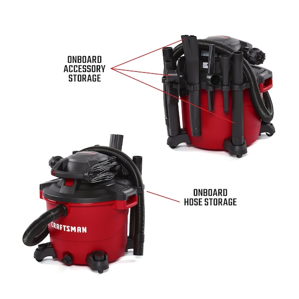 Craftsman 16 Gallon 6.5 Peak HP Wet/Dry Vacuum with Detachable Blower and Attachments - CMXEVBE17607