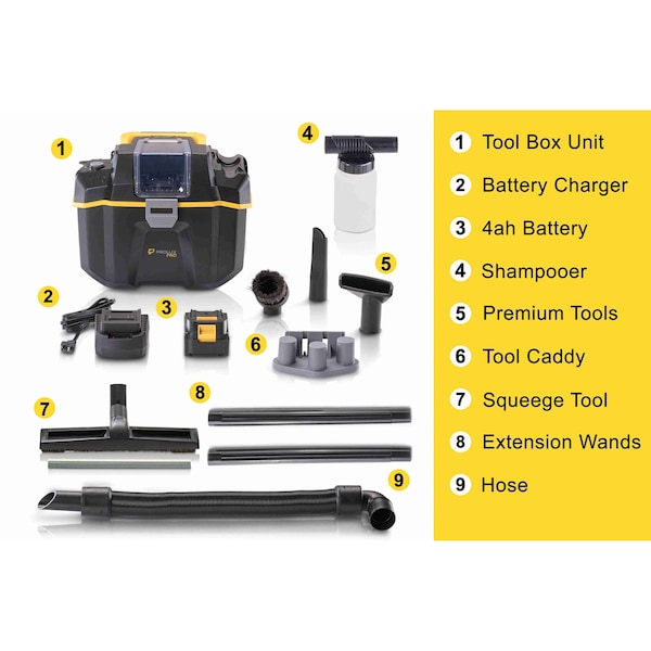 Prolux Cordless Commercial Wet/Dry Tool & Travel Vacuum - PWDPRO