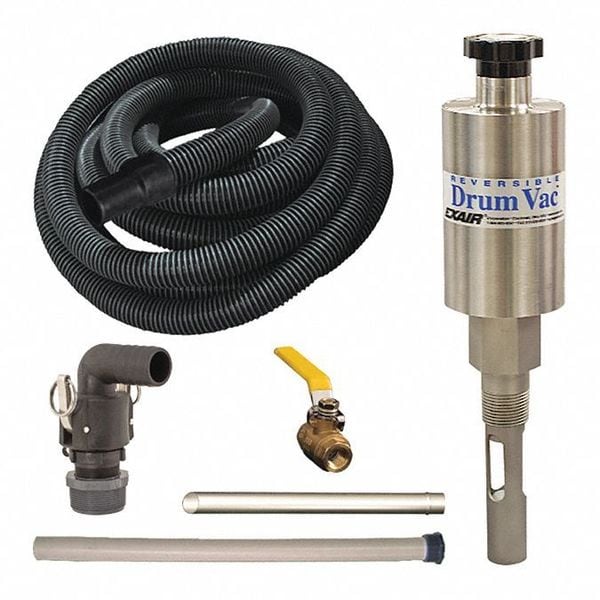 Exair High Lift Rev. Drum Vacuum System, 110 gal., Hose Dia. 1-1/2", 43 scfm - 6195-110