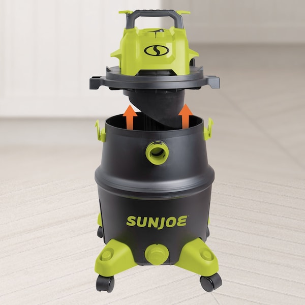 Sun Joe 12-Gal 1200W 6.5 Pk HP Wet/Dry Shop Vac, HEPA Filtration, Wheeled w/Attachments - SWD12000