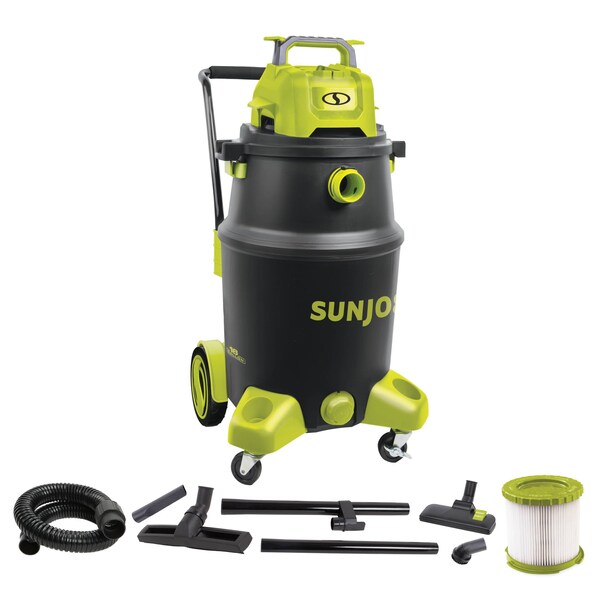 Sun Joe 12-Gal 1200W 6.5 Pk HP Wet/Dry Shop Vac, HEPA Filtration, Wheeled w/Attachments - SWD16000
