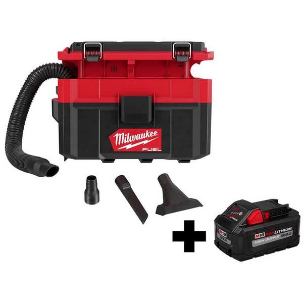 Milwaukee Tool Wet/Dry Vacuum, 2 1/2 gal, 0 hp - 0970-20, 48-11-1880