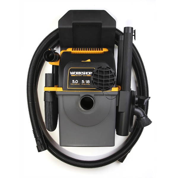 Workshop Wet/Dry Vacs 5 Gal. 5.0 Peak HP Wall-Mount Wet/Dry Vacuum Cleaner with Accessories - WS0501WM