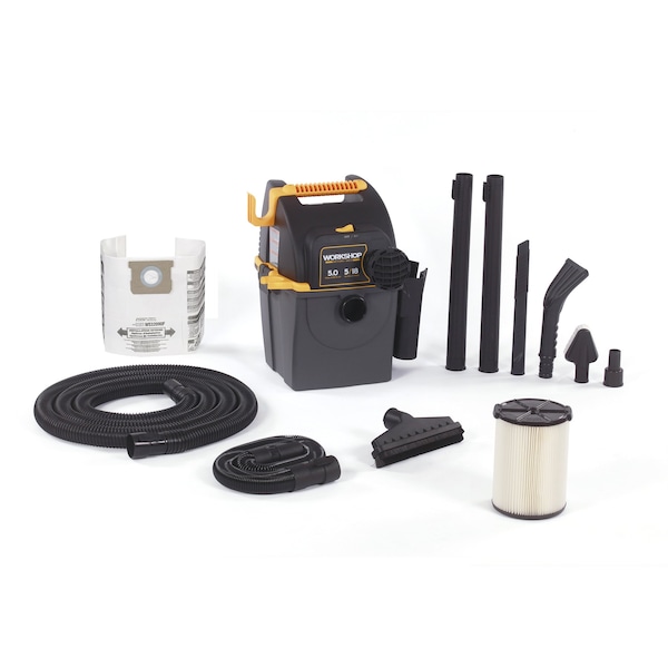 Workshop Wet/Dry Vacs 5 Gal. 5.0 Peak HP Wall-Mount Wet/Dry Vacuum Cleaner with Accessories - WS0501WM
