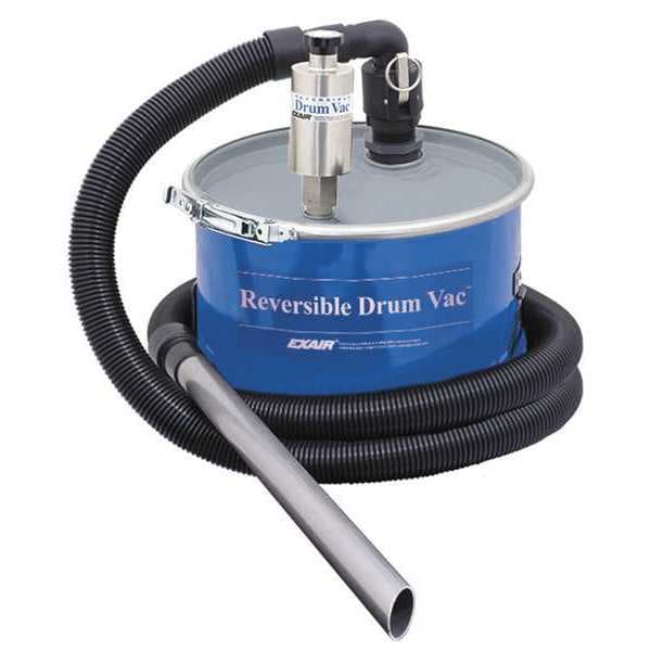 Exair Mini Reversible Drum Vacuum System, 5 gal., Hose Dia. 1-1/2", 19 scfm - 6196-5