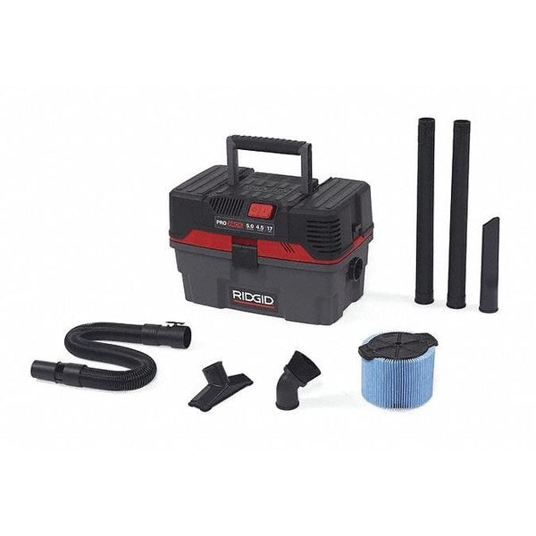 Ridgid ProPack Wet/Dry Vacuum, 4.5 gal., Fine Dust Filter, 103 cfm, 5 HP - 50318