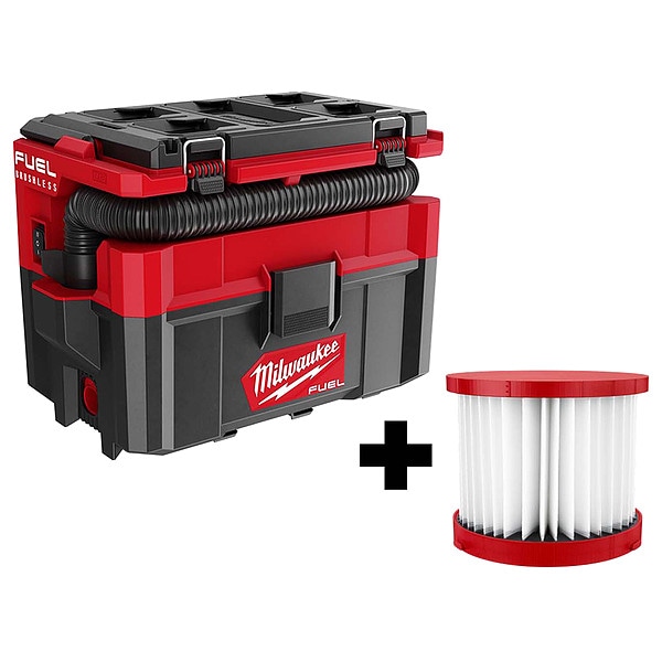 Milwaukee Tool Wet/Dry Vacuum, 2 1/2 gal, 0 hp - 0970-20, 49-90-1900