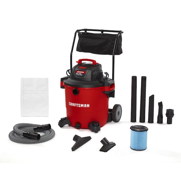Craftsman 20 Gallon 6.5 Peak HP Heavy Duty Wet/Dry Vacuum with Cart and Attachments - CMXEVBE17656