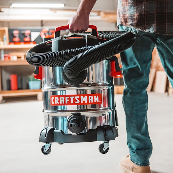 Craftsman 10 Gallon 6.0 Peak HP Stainless Steel Wet/Dry Shop Vacuum with Attachments - CMXEVBE17155