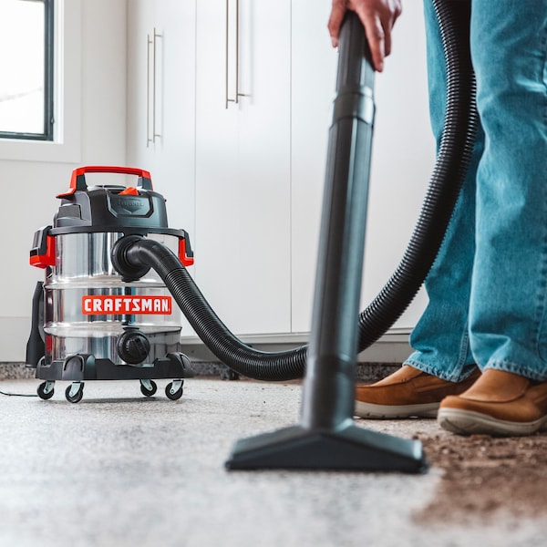 Craftsman 10 Gallon 6.0 Peak HP Stainless Steel Wet/Dry Shop Vacuum with Attachments - CMXEVBE17155