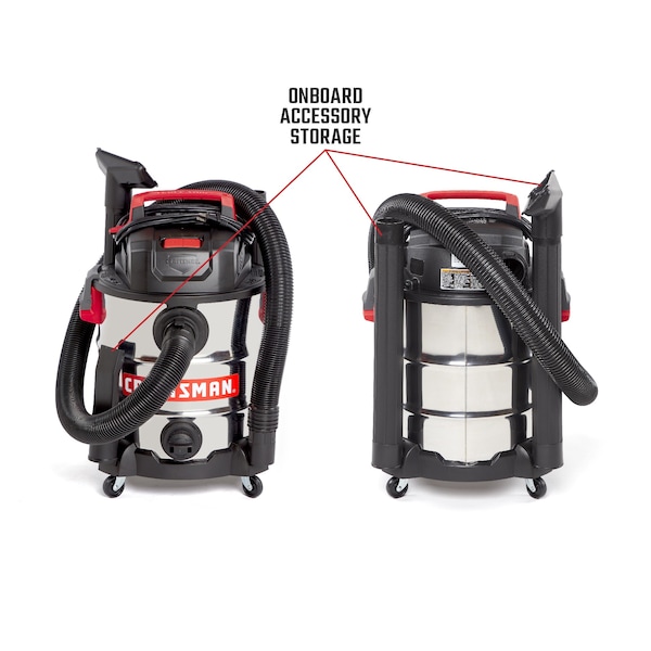 Craftsman 10 Gallon 6.0 Peak HP Stainless Steel Wet/Dry Shop Vacuum with Attachments - CMXEVBE17155