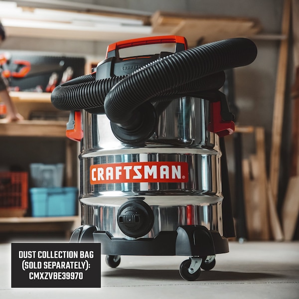 Craftsman 10 Gallon 6.0 Peak HP Stainless Steel Wet/Dry Shop Vacuum with Attachments - CMXEVBE17155