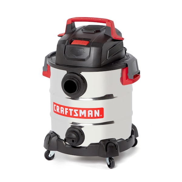 Craftsman 10 Gallon 6.0 Peak HP Stainless Steel Wet/Dry Shop Vacuum with Attachments - CMXEVBE17155