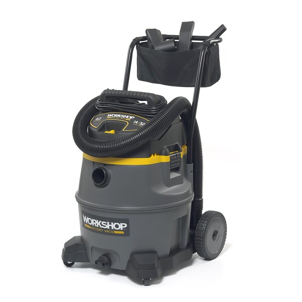 Workshop Wet/Dry Vacs 14 Gal. 6.0 Peak HP Heavy-Duty Wet/Dry Vacuum with Cart, Accessories - WS1400CA