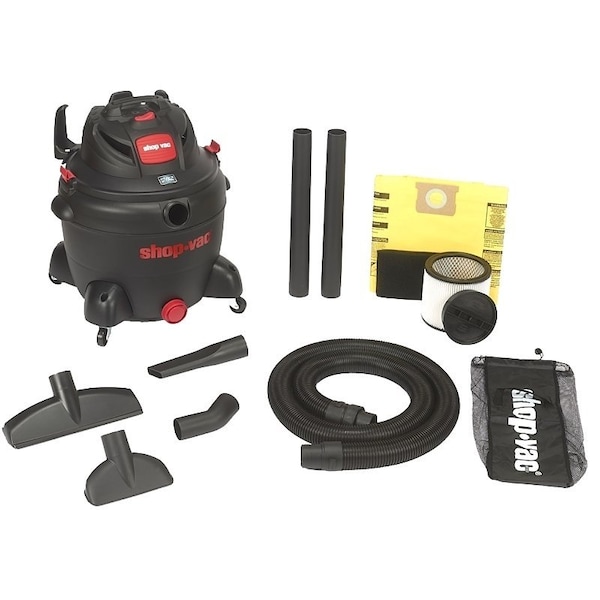 Shop-Vac WetDry Vacuum, 16 gal Vacuum, 150 cfm Air, Cartridge, Disposable Filter, 65 hp, 120 VAC - 8252605