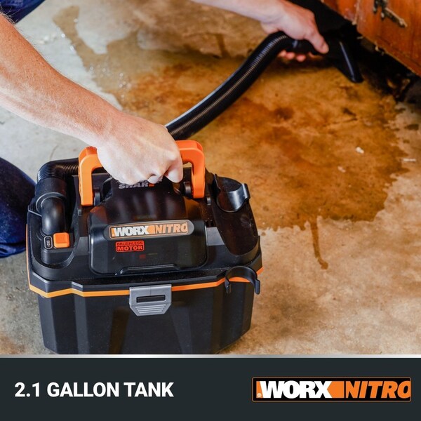Worx 20V 2.1 Gal Cordless Wet/Dry Vacuum, No Battery and Charger Included, Tool Only - WX031L.9