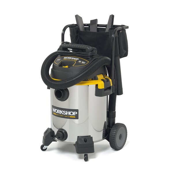 Workshop Wet/Dry Vacs WS1600CA 16 Gal. 6.5 Peak HP Heavy-Duty Wet/Dry Vacuum with Cart, Accessories - WS1600SS