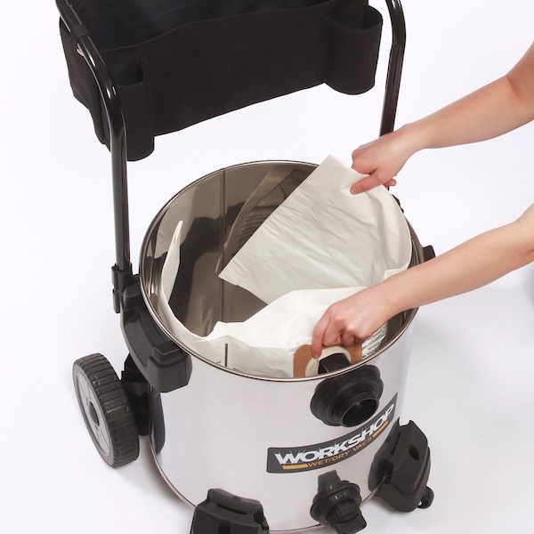 Workshop Wet/Dry Vacs WS1600CA 16 Gal. 6.5 Peak HP Heavy-Duty Wet/Dry Vacuum with Cart, Accessories - WS1600SS
