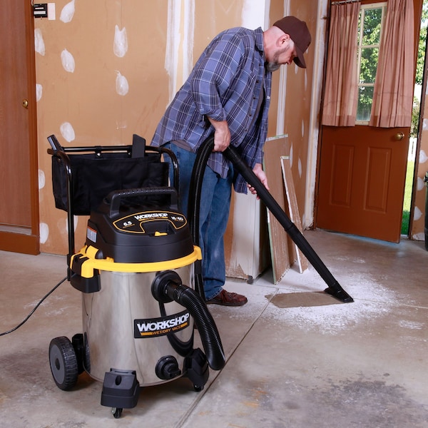 Workshop Wet/Dry Vacs WS1600CA 16 Gal. 6.5 Peak HP Heavy-Duty Wet/Dry Vacuum with Cart, Accessories - WS1600SS