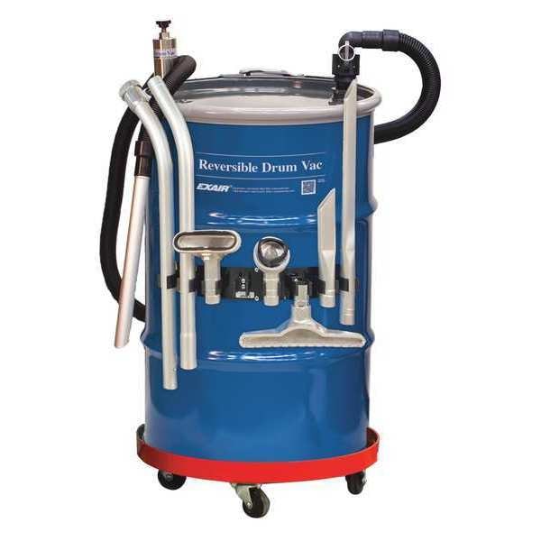 Exair Premium Reversible Drum Vacuum Sys, 11 gal., Hose Dia. 1-1/2", 19 scfm - 6396-110