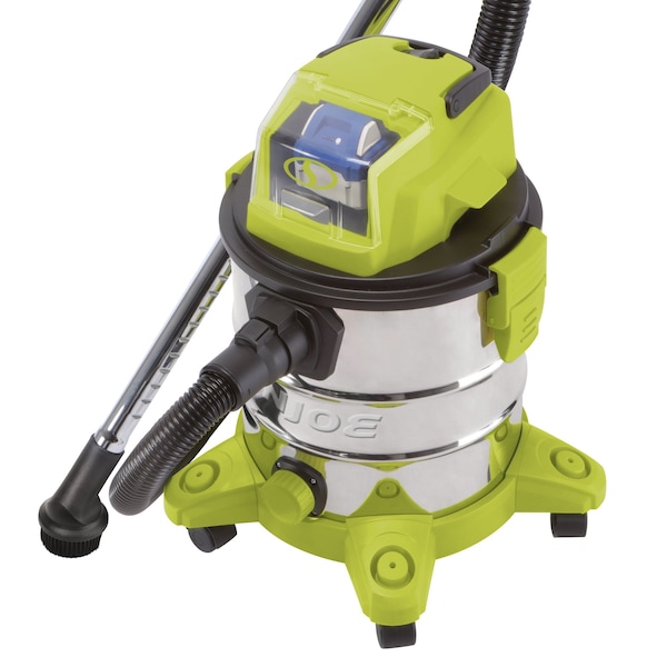 Sun Joe 24V iON+ 5.3-Gallon Cordless 4.0-Ah Portable Stainless Steel Wet/Dry Vacuum - 24V-WDV6000